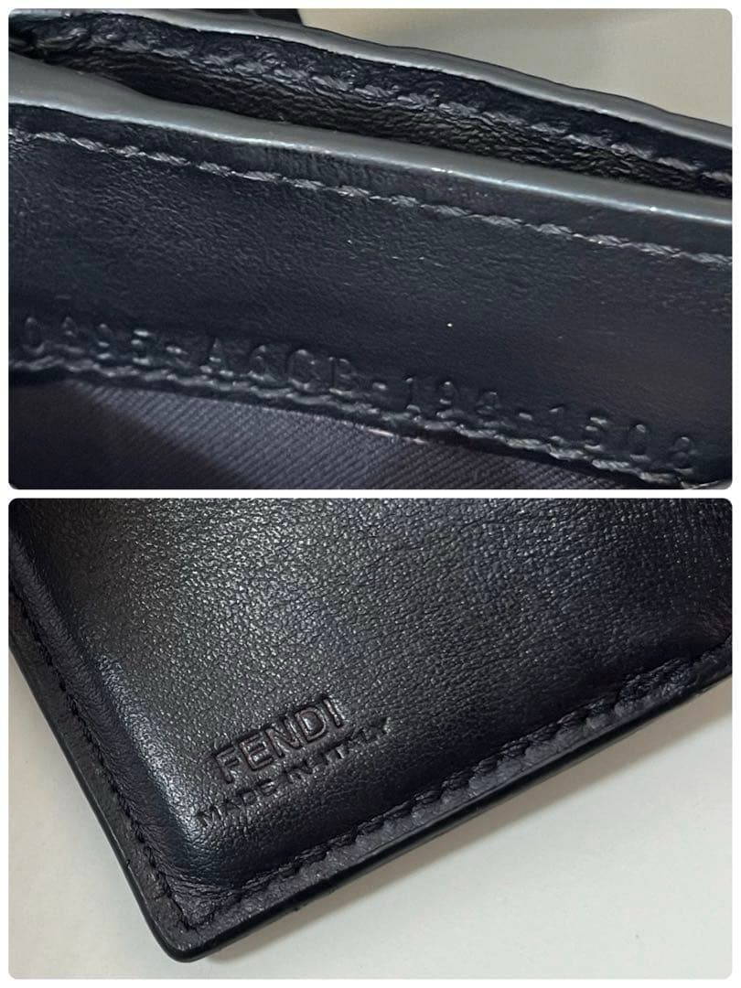フェンディ　三つ折り　ケース　エンボスロゴ　ウォレット　財布　ゴールド金具