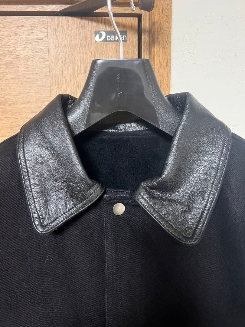 美品　25aw デニムレザーワークジャケット ラムレザー　襟レザー　ブラック　L