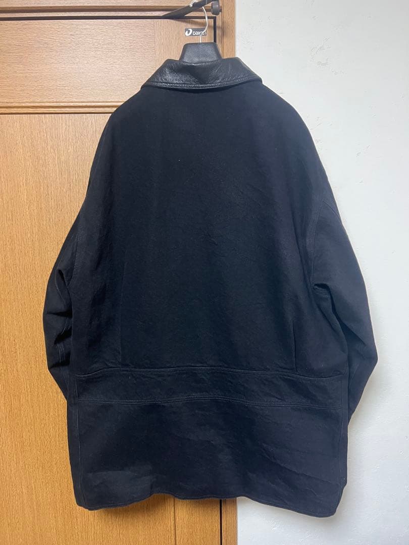 美品　25aw デニムレザーワークジャケット ラムレザー　襟レザー　ブラック　L
