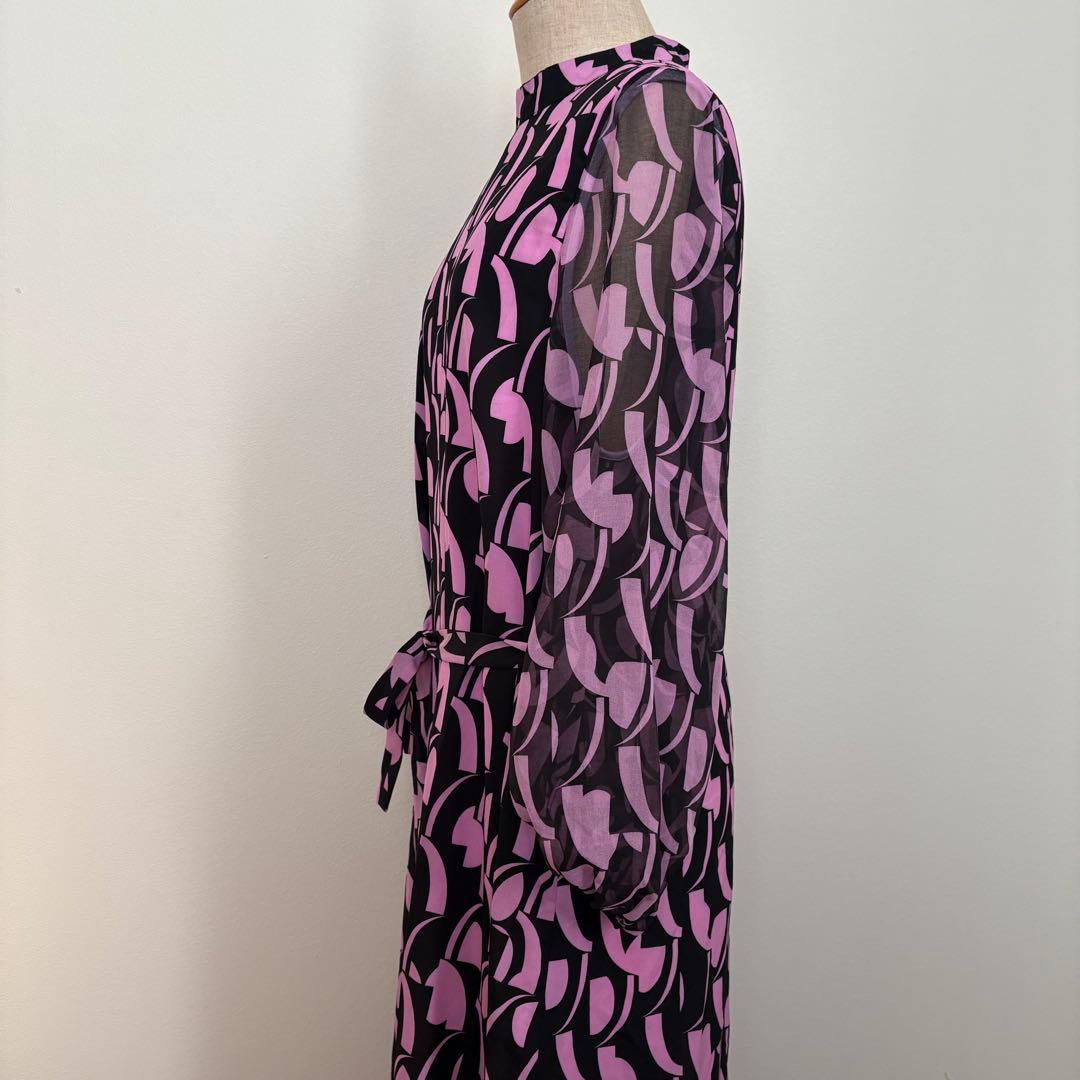 【新春SALE 】AMARPHIE premiumシアー袖ロングワンピースピンク