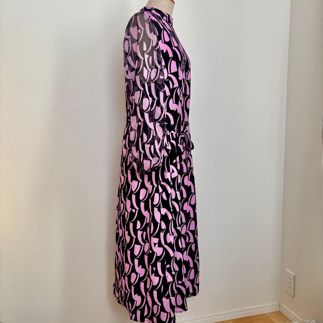 【新春SALE 】AMARPHIE premiumシアー袖ロングワンピースピンク