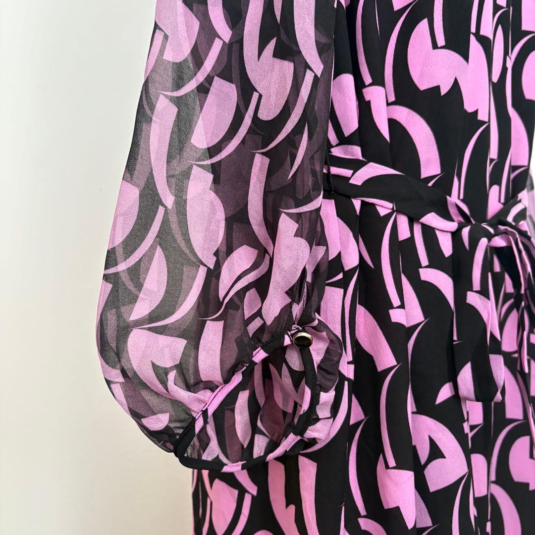 【新春SALE 】AMARPHIE premiumシアー袖ロングワンピースピンク