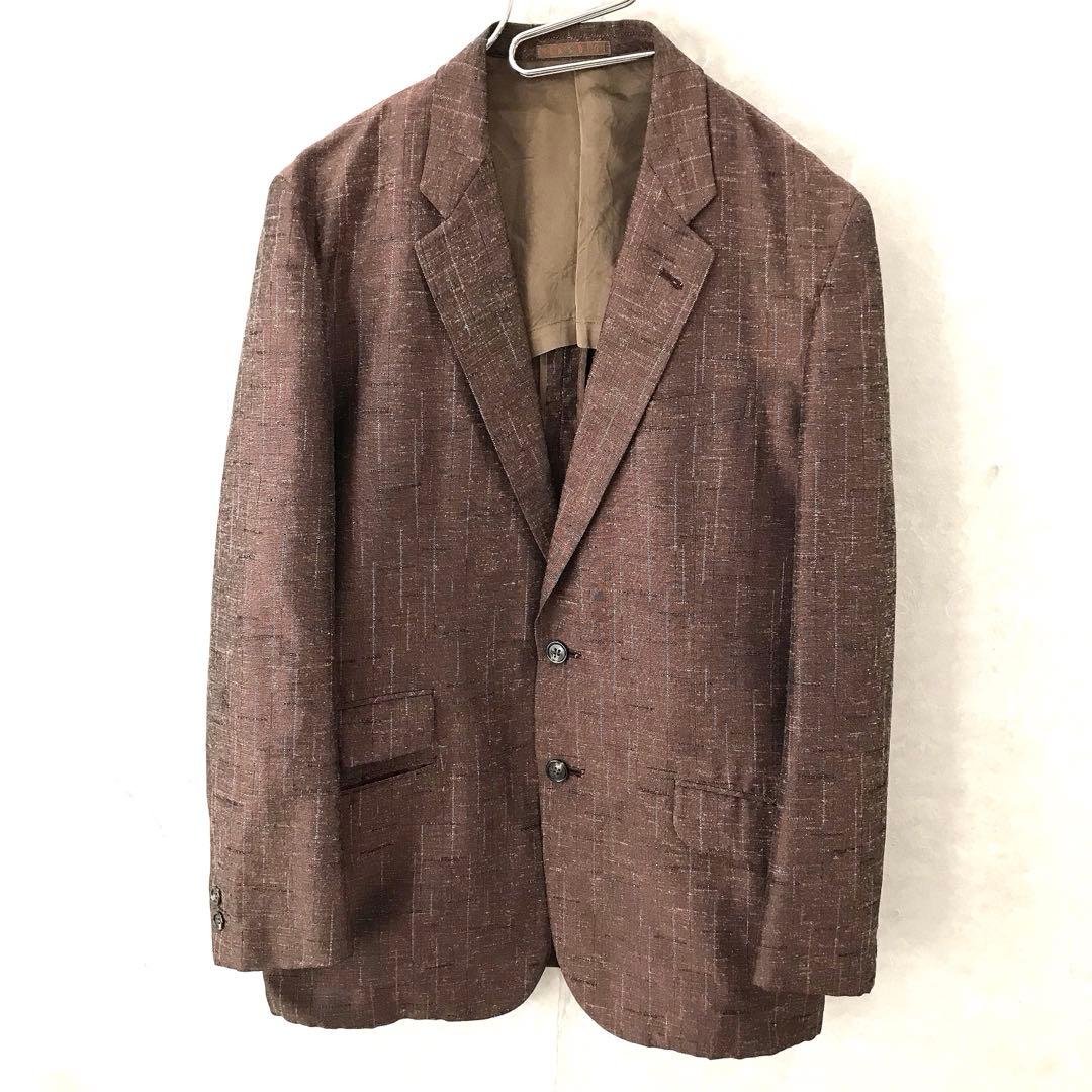 90s MEN`S BIGI シルク 刺繍 テーラードジャケット ヴィンテージM