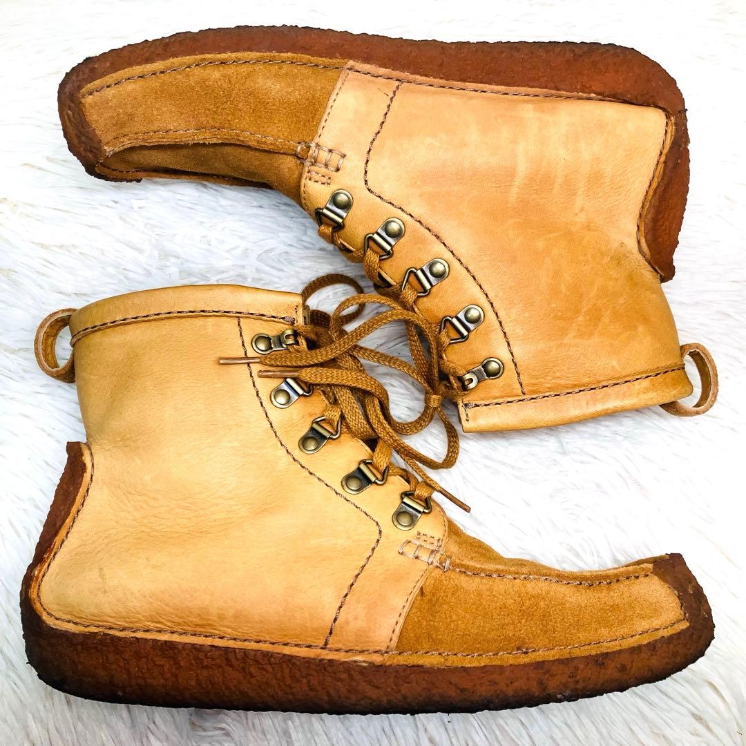 【希少美品】Clarks(UK7)ナタリー ブーツ　レースアップ 異素材サンド