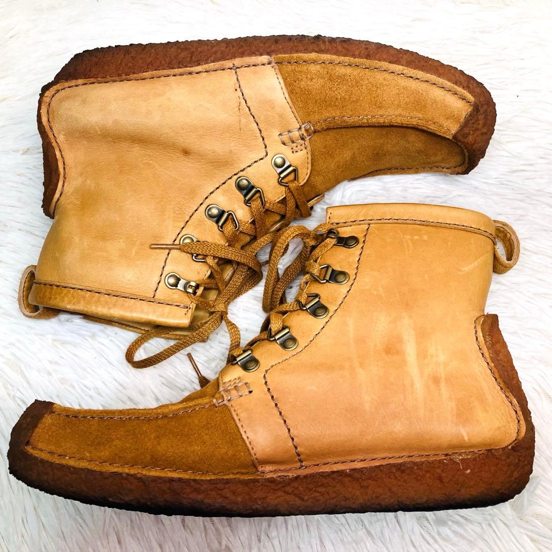 【希少美品】Clarks(UK7)ナタリー ブーツ　レースアップ 異素材サンド