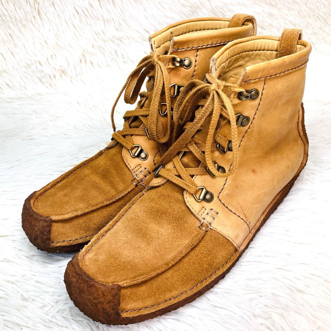 【希少美品】Clarks(UK7)ナタリー ブーツ　レースアップ 異素材サンド