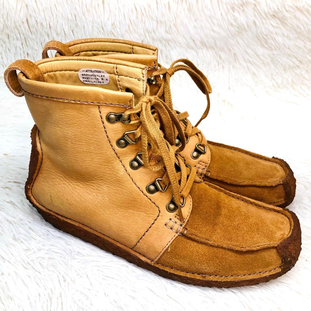 【希少美品】Clarks(UK7)ナタリー ブーツ　レースアップ 異素材サンド