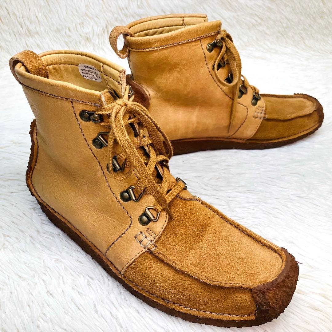 【希少美品】Clarks(UK7)ナタリー ブーツ　レースアップ 異素材サンド