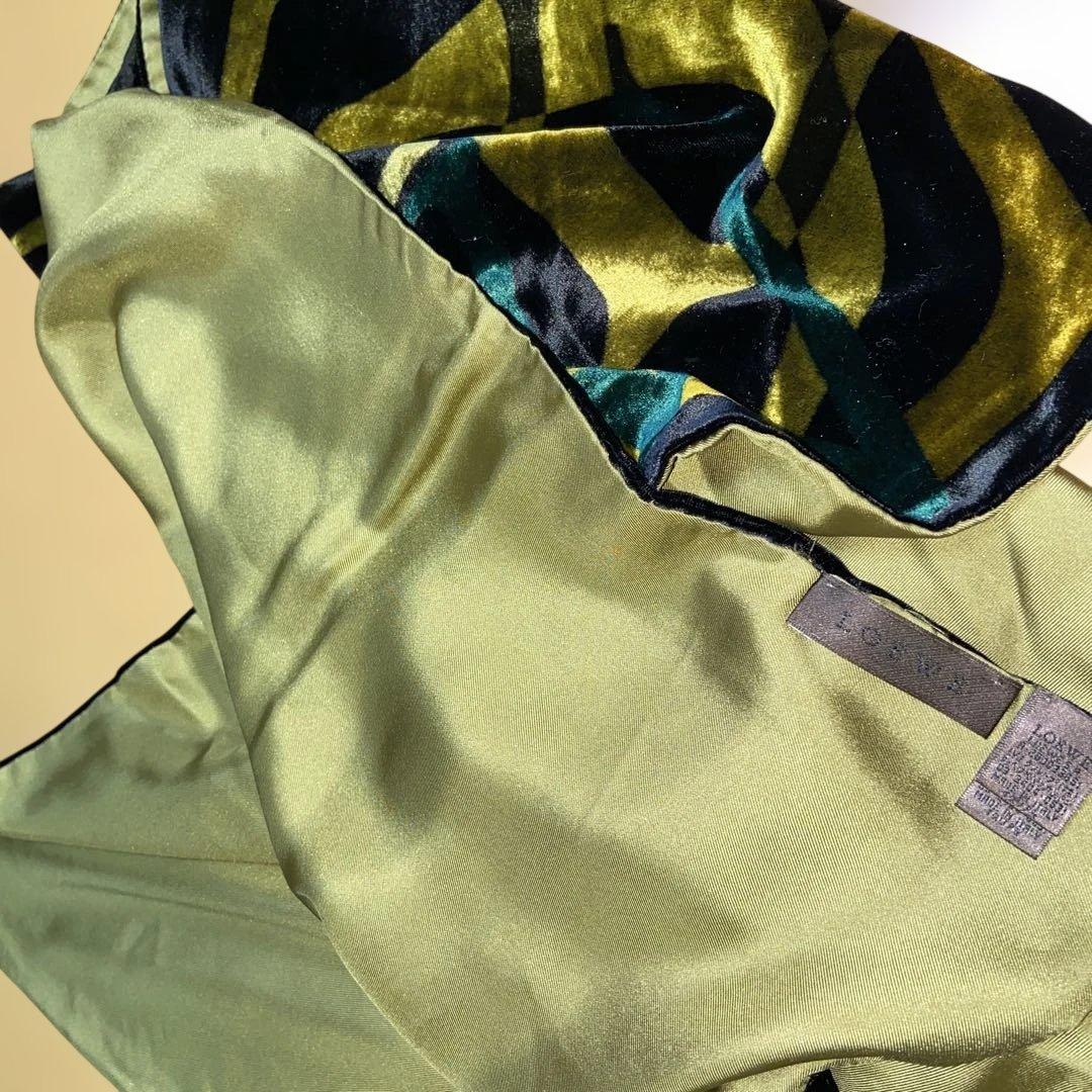 LOEWE ダークブラウン ベルベット風ストール　美品