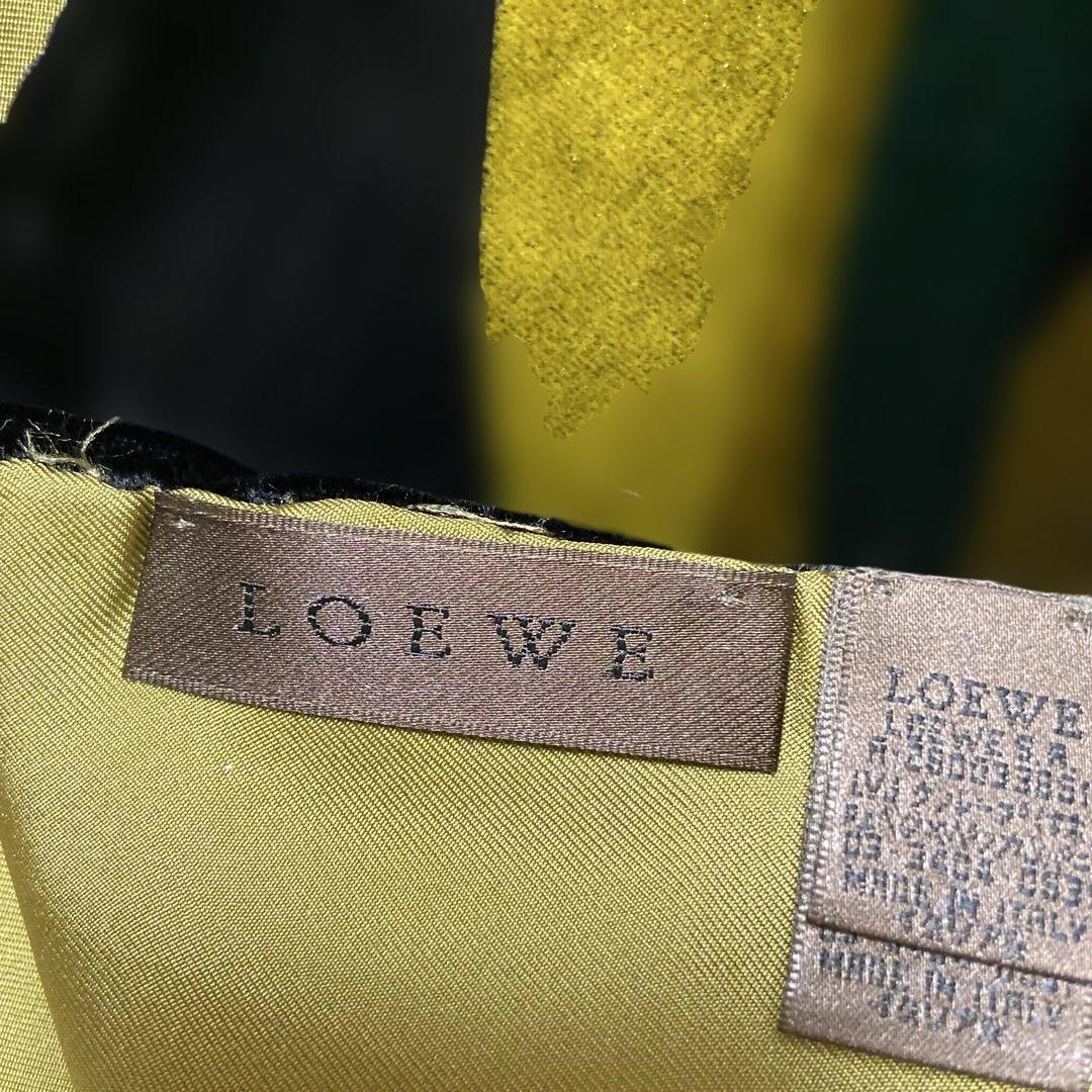 LOEWE ダークブラウン ベルベット風ストール　美品