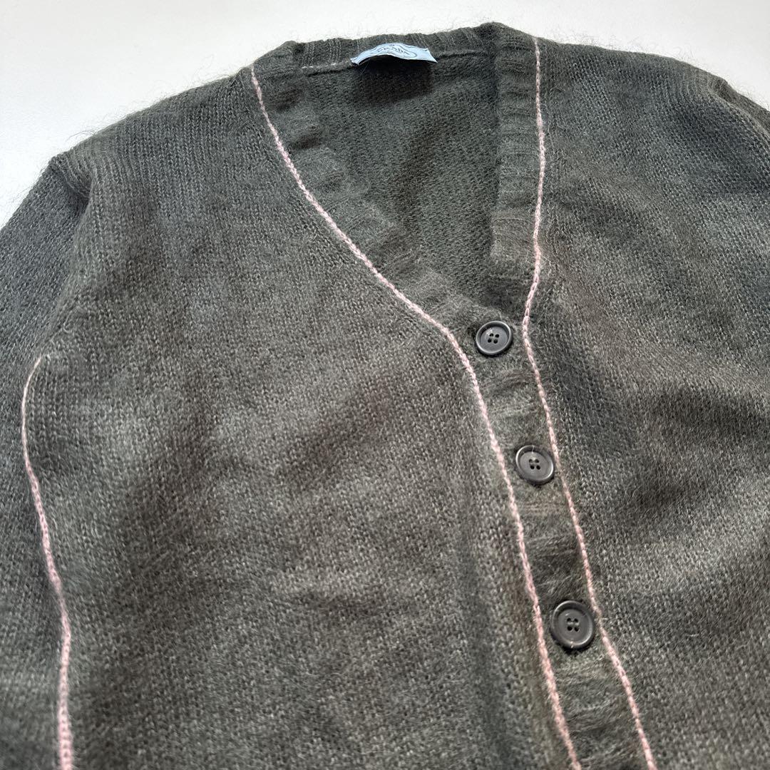 極美品 希少 PRADA プラダ モヘア カシミヤ カーディガン 36 Vネック