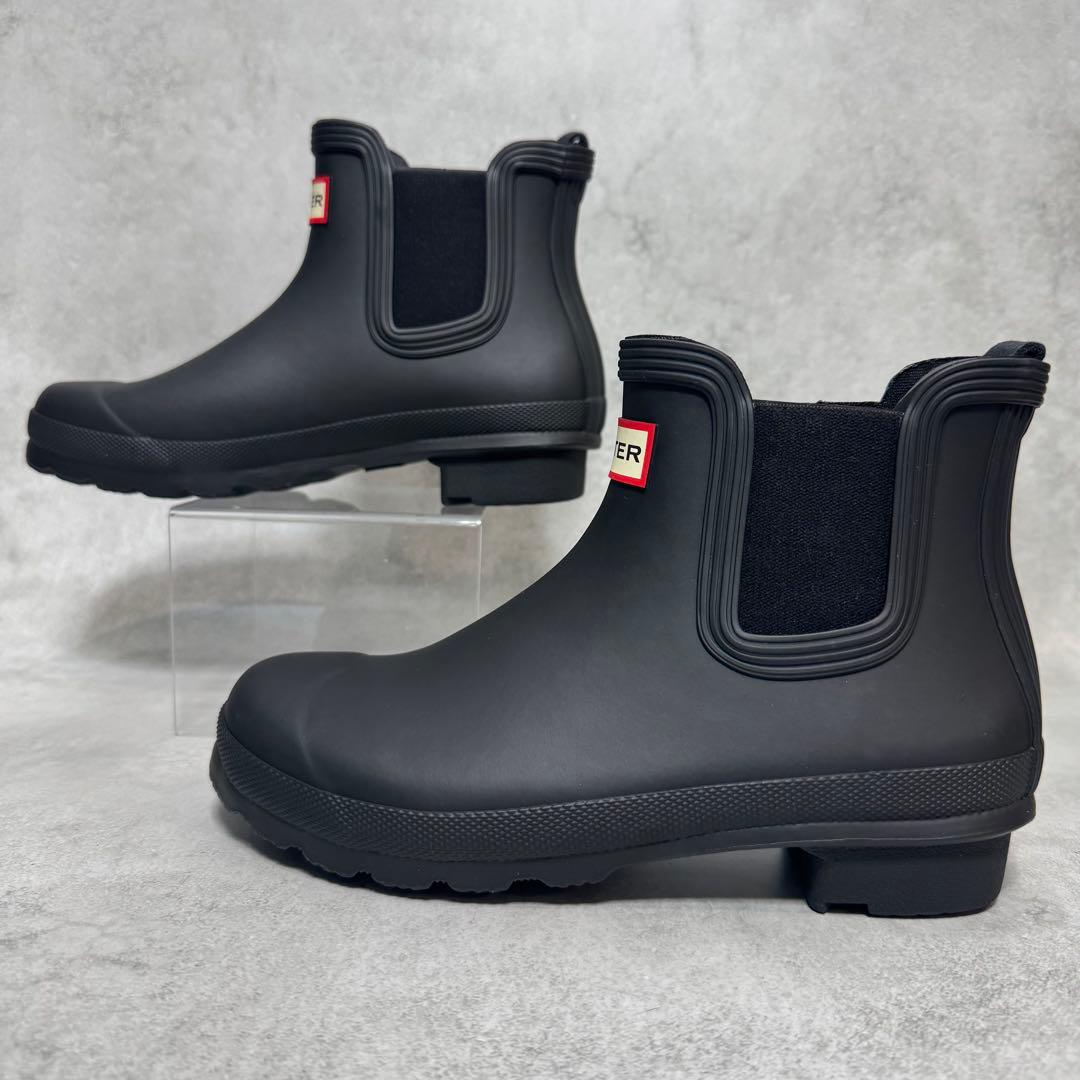 【極美品】HUNTER UK4 23cm ブラック チェルシー レインブーツ
