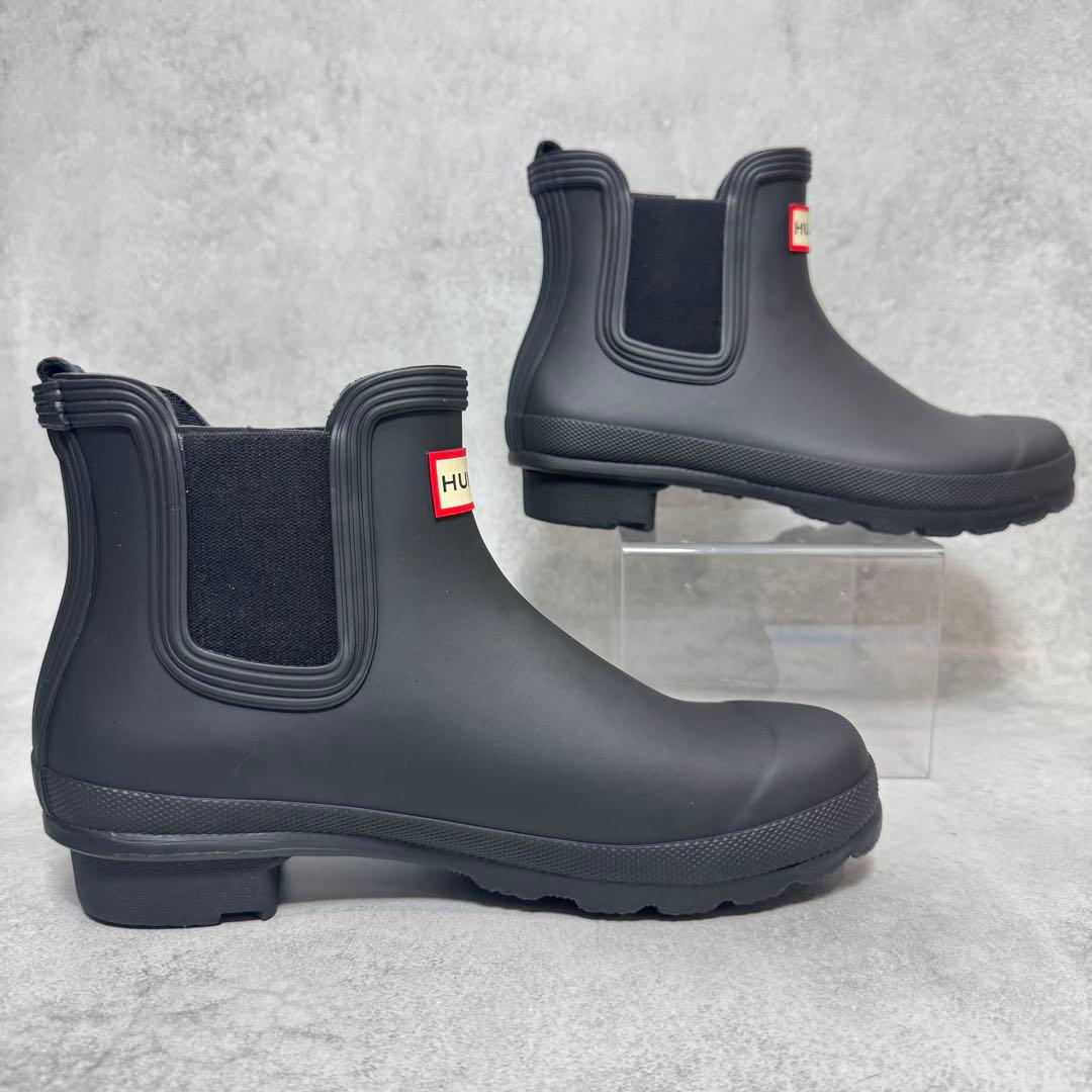 【極美品】HUNTER UK4 23cm ブラック チェルシー レインブーツ
