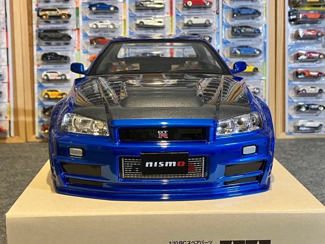 タミヤラジコン日産スカイラインGT-R R34 塗装済 スペアボディメタリック青