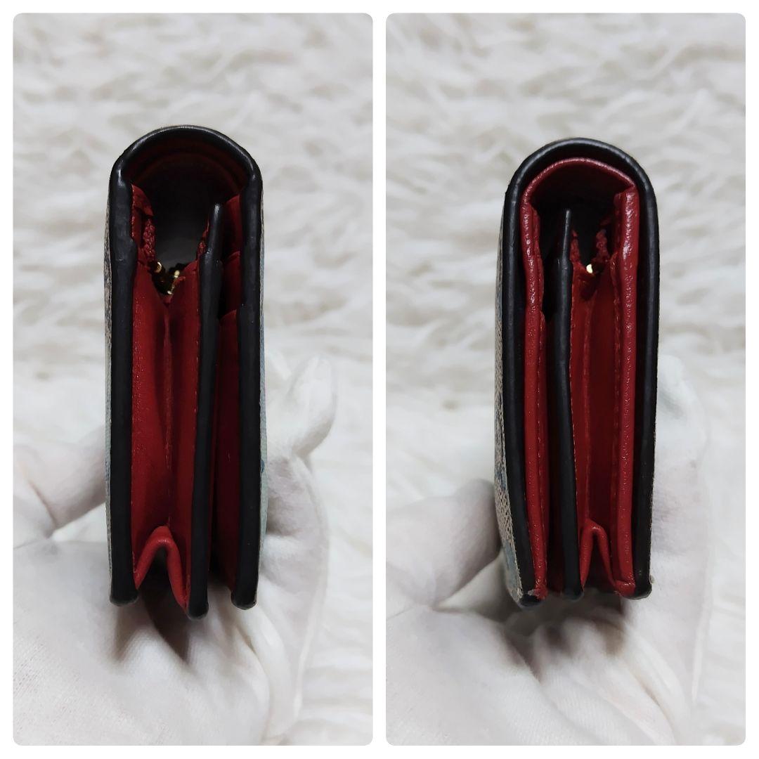 レア美品✨グッチ◇ブルームコンパクト二つ折り財布スプリームPVC赤レザー水色花柄