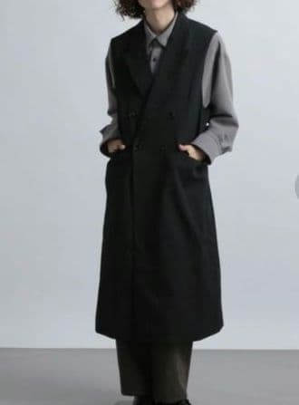 HARE ベルトWロングジレ ブラック　ハレ ロングベスト 黒