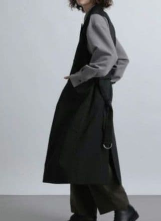 HARE ベルトWロングジレ ブラック　ハレ ロングベスト 黒