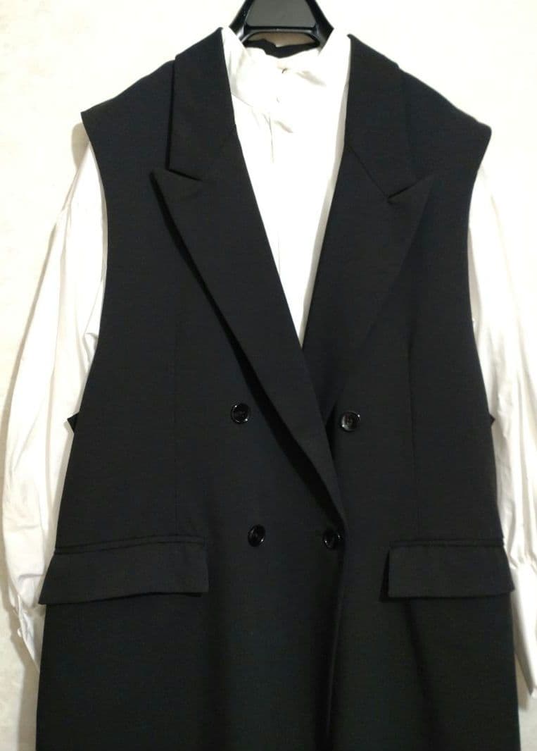 HARE ベルトWロングジレ ブラック　ハレ ロングベスト 黒