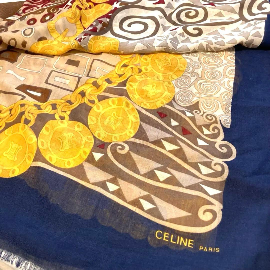 CELINE華やかな幾何学模様 絹毛 大判ストール/スカーフ/ショール