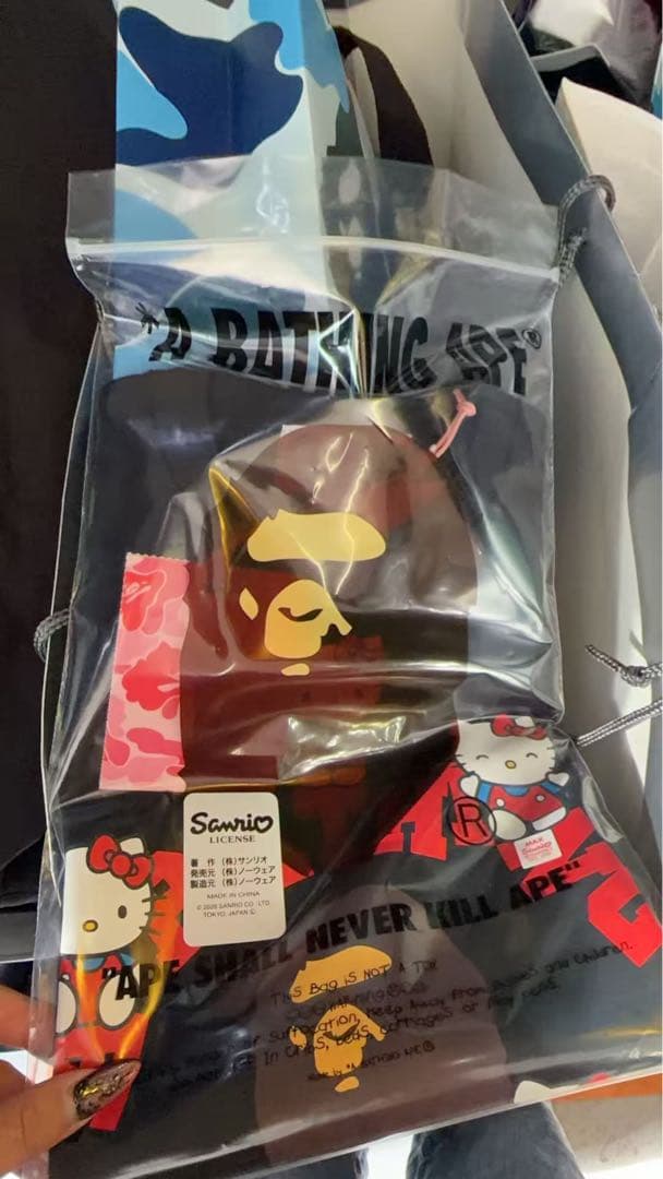 BAPE X HELLO KITTY COLLEGE MINI TEE 黒 S