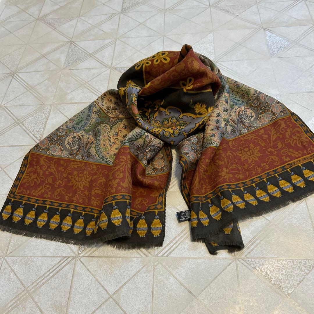ETRO ストール 長方形 赤 黒