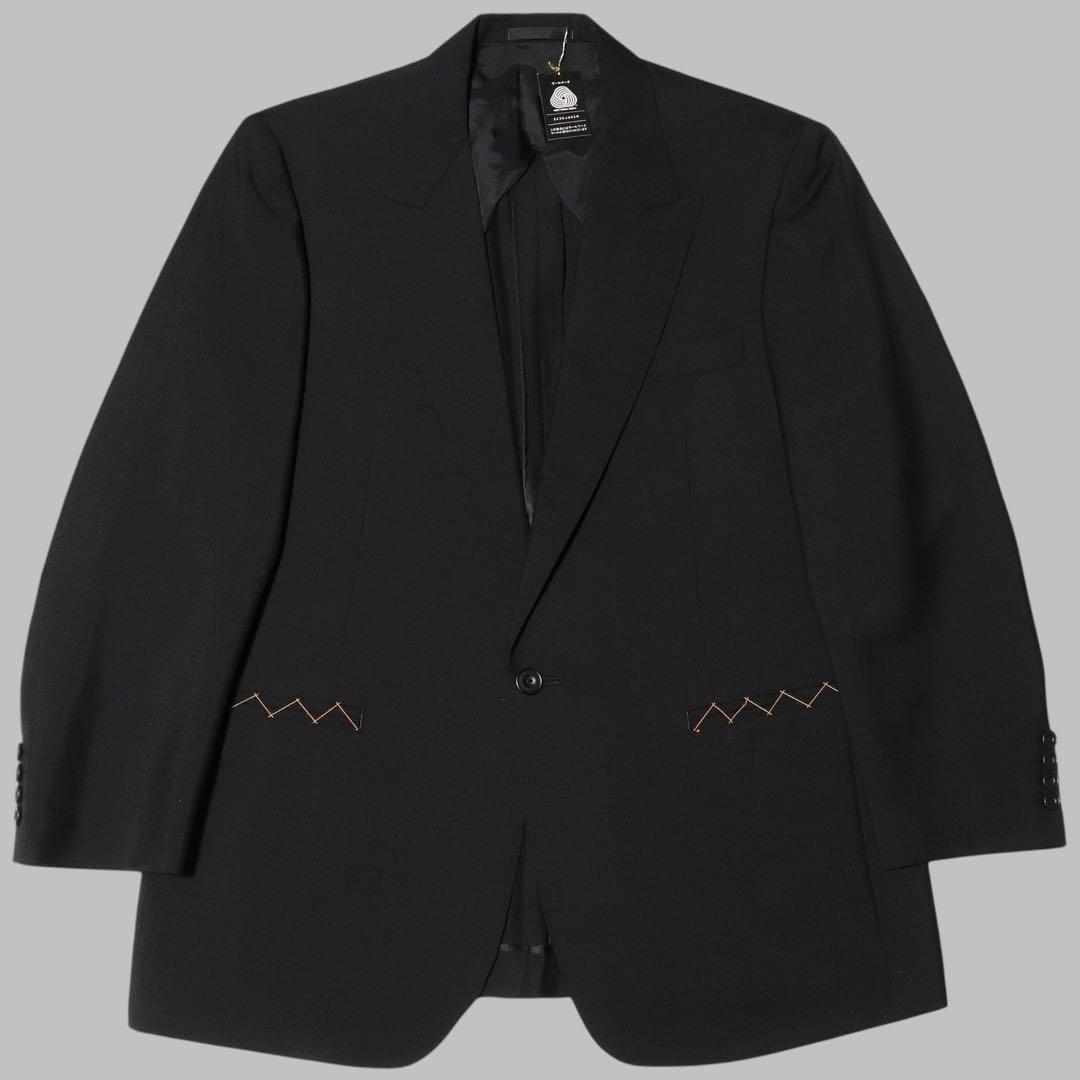 未使用★L★BURBERRY★テーラードジャケット★スーツ★黒★モヘヤ★金タグ