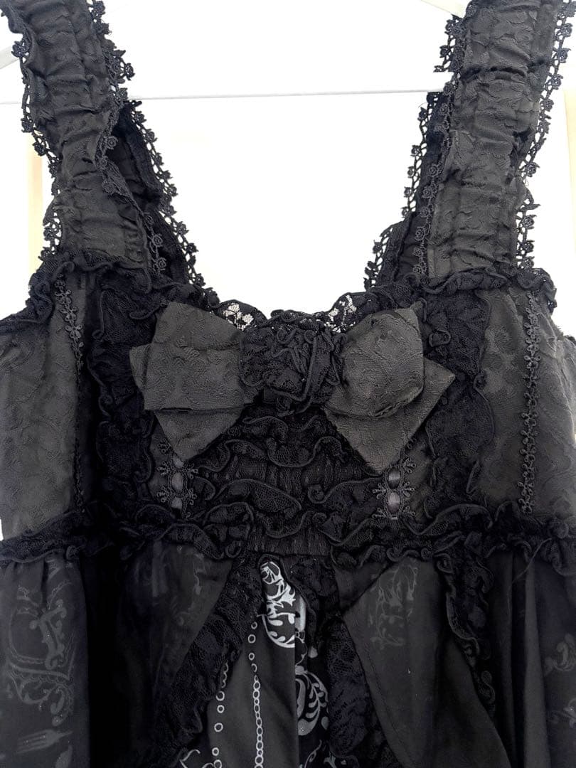 h.NAOTO FRILL ジャンパースカート　ロリィタ　ワンピース　黒　フリル
