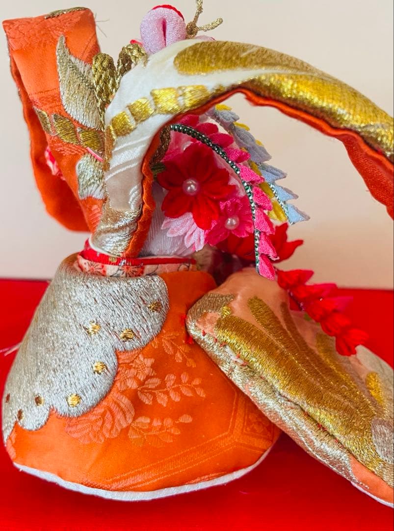 おばあちゃんのハンドメイド　着物うさぎ人形　アンティーク着物　刺繍　桜　お雛様