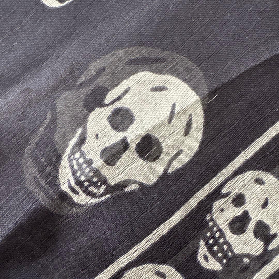 ALEXANDER McQUEEN シルクストール　スカル　スカーフ　ネイビー系