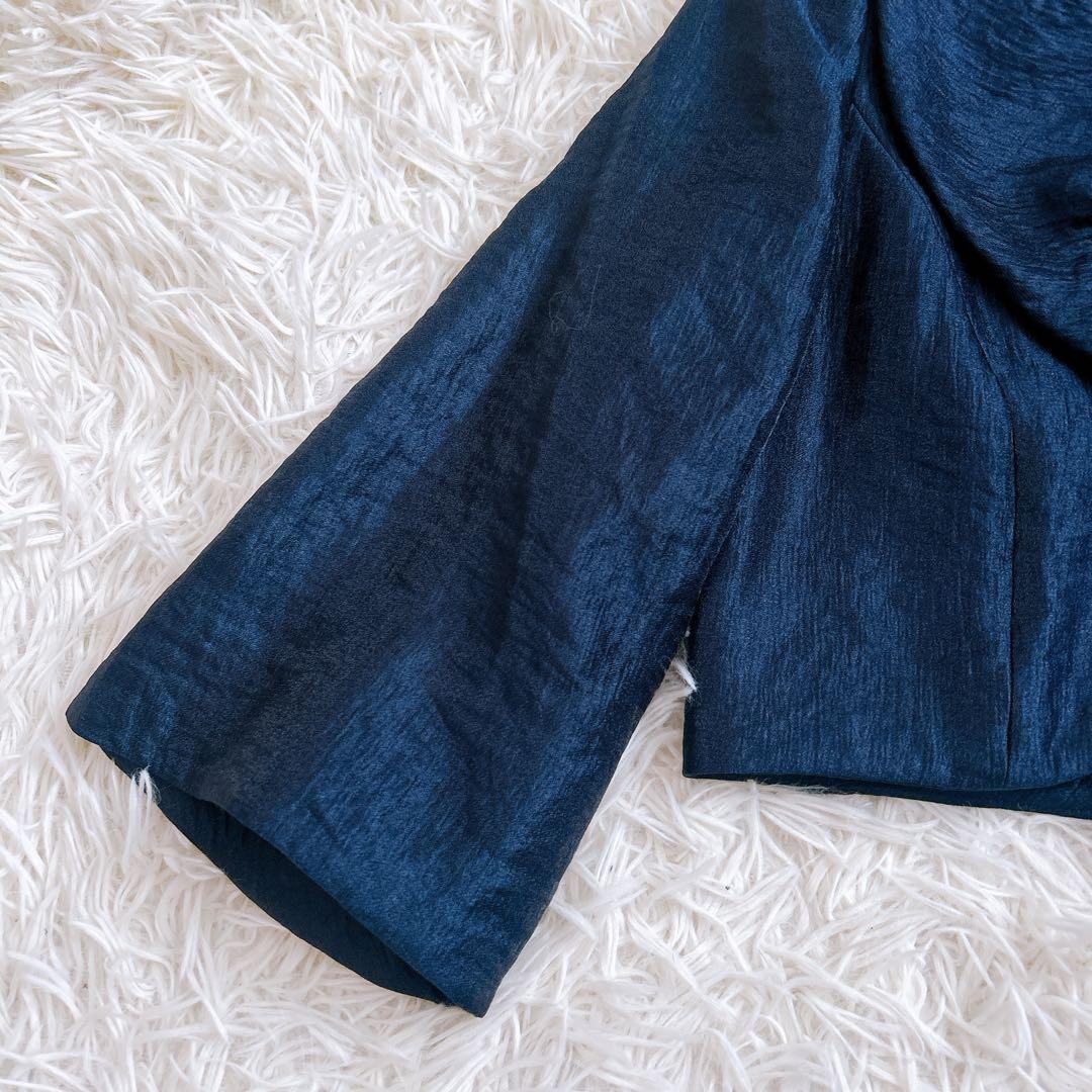 SOIR DOLCE 東京ソワール ボレロ　ワッシャー素材　女優襟　ネイビー　9