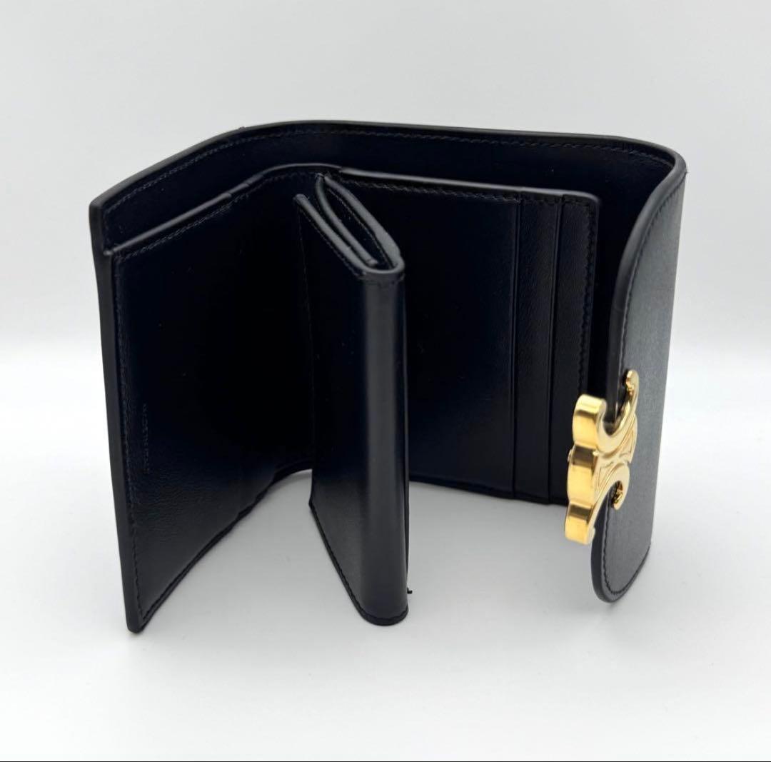 【極美品】 セリーヌ スモール フラップウォレット トリオンフ ブラック