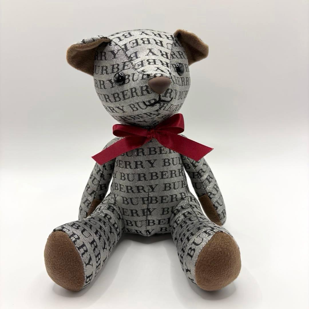 【美品】BURBERRY バーバリー テディベア グレー 総柄 ハンカチセット