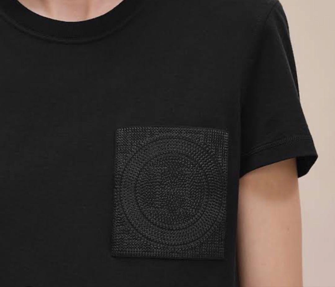 【美品】エルメス　ポケット Tシャツ　濃紺　黒