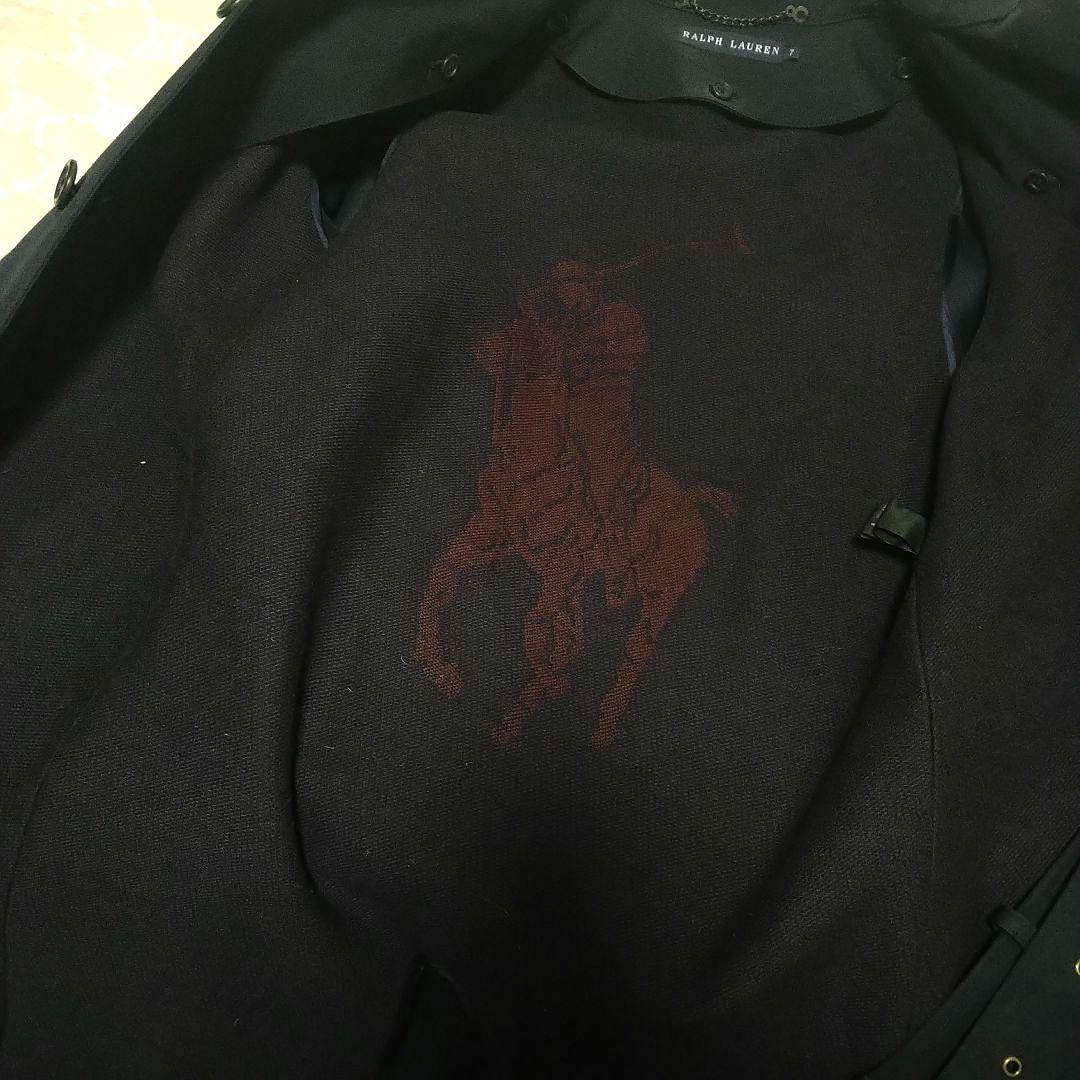【新品】Ralph Lauren ネイビー ステンカラーロングコート　7号