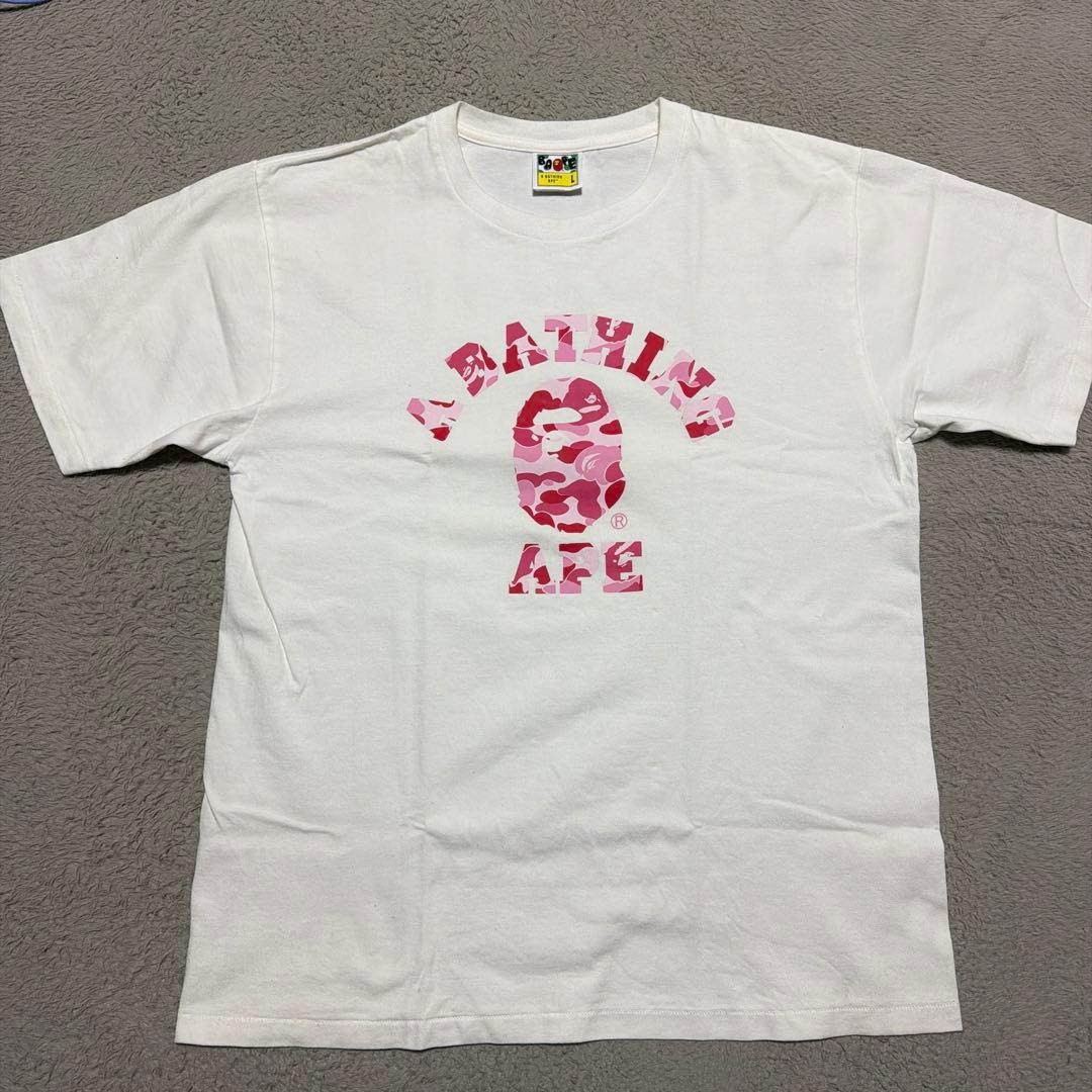 APE BAPE PINK CAMO COLLEGE LOGO tシャツ L