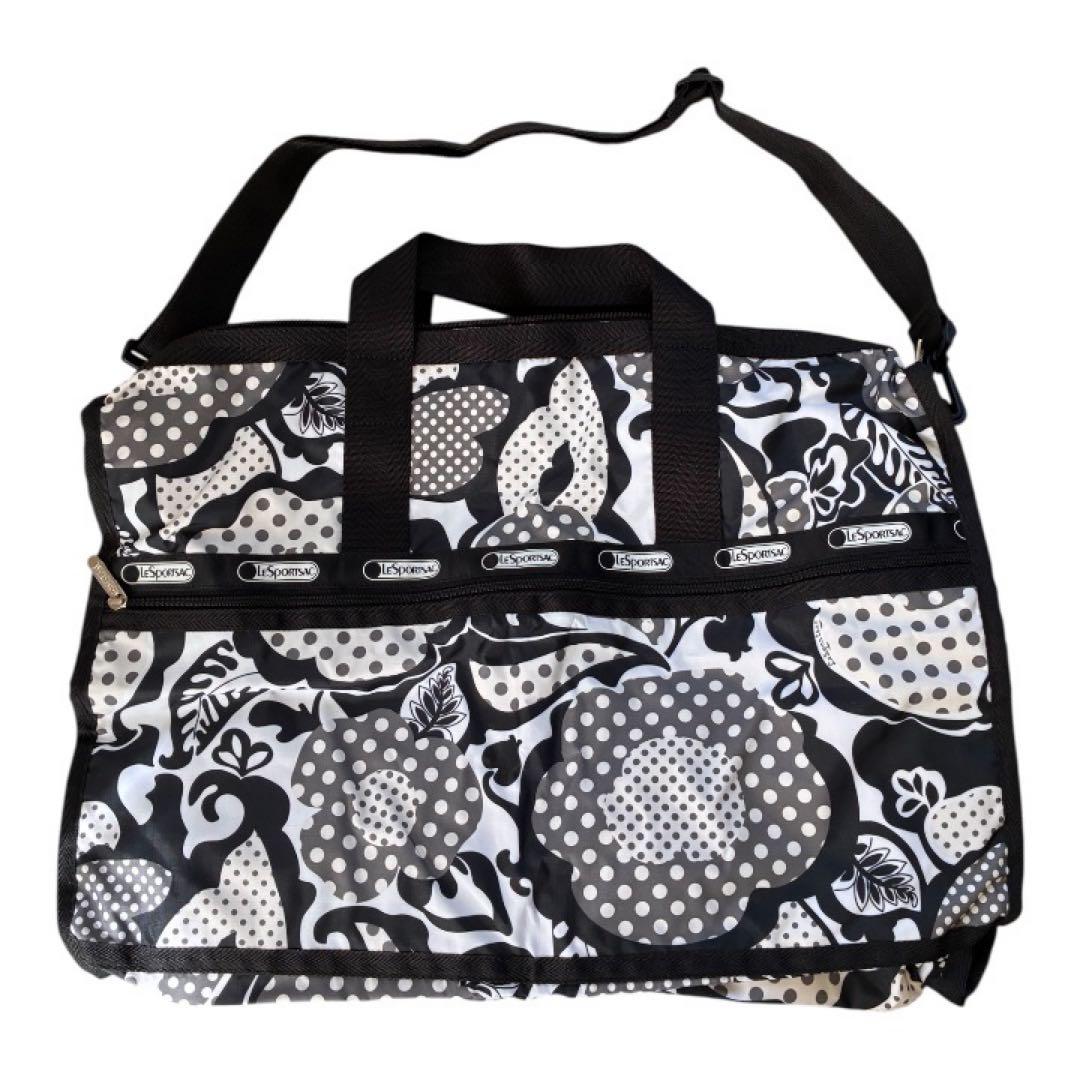 新品✨LeSportsac ラージウィークエンダー ブラック 花柄 2way旅行