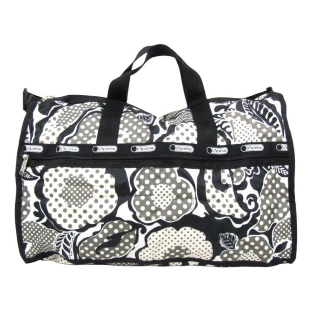 新品✨LeSportsac ラージウィークエンダー ブラック 花柄 2way旅行
