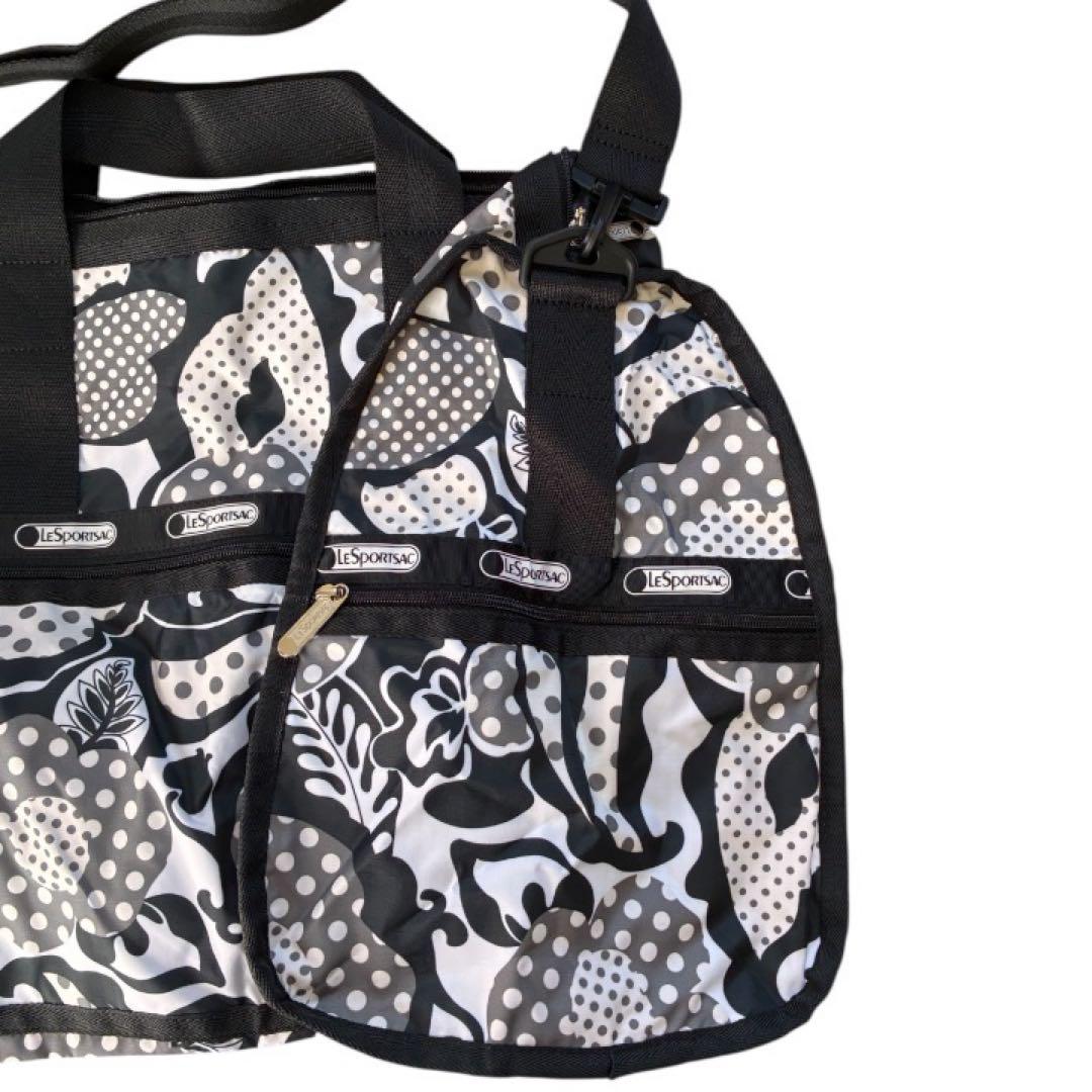 新品✨LeSportsac ラージウィークエンダー ブラック 花柄 2way旅行