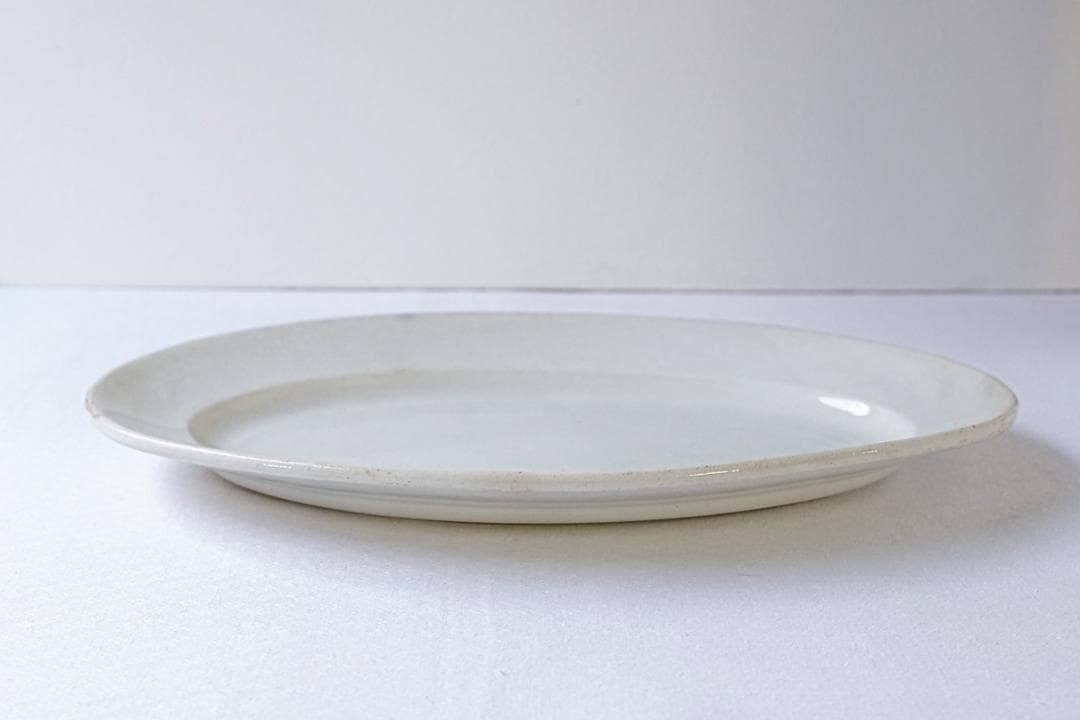 フランスアンティーク　19世紀　クレイユモントロー　オーバルプレート　33cm