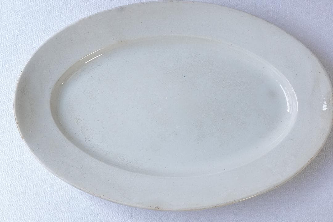 フランスアンティーク　19世紀　クレイユモントロー　オーバルプレート　33cm