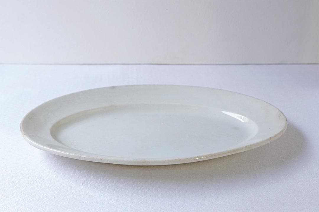 フランスアンティーク　19世紀　クレイユモントロー　オーバルプレート　33cm