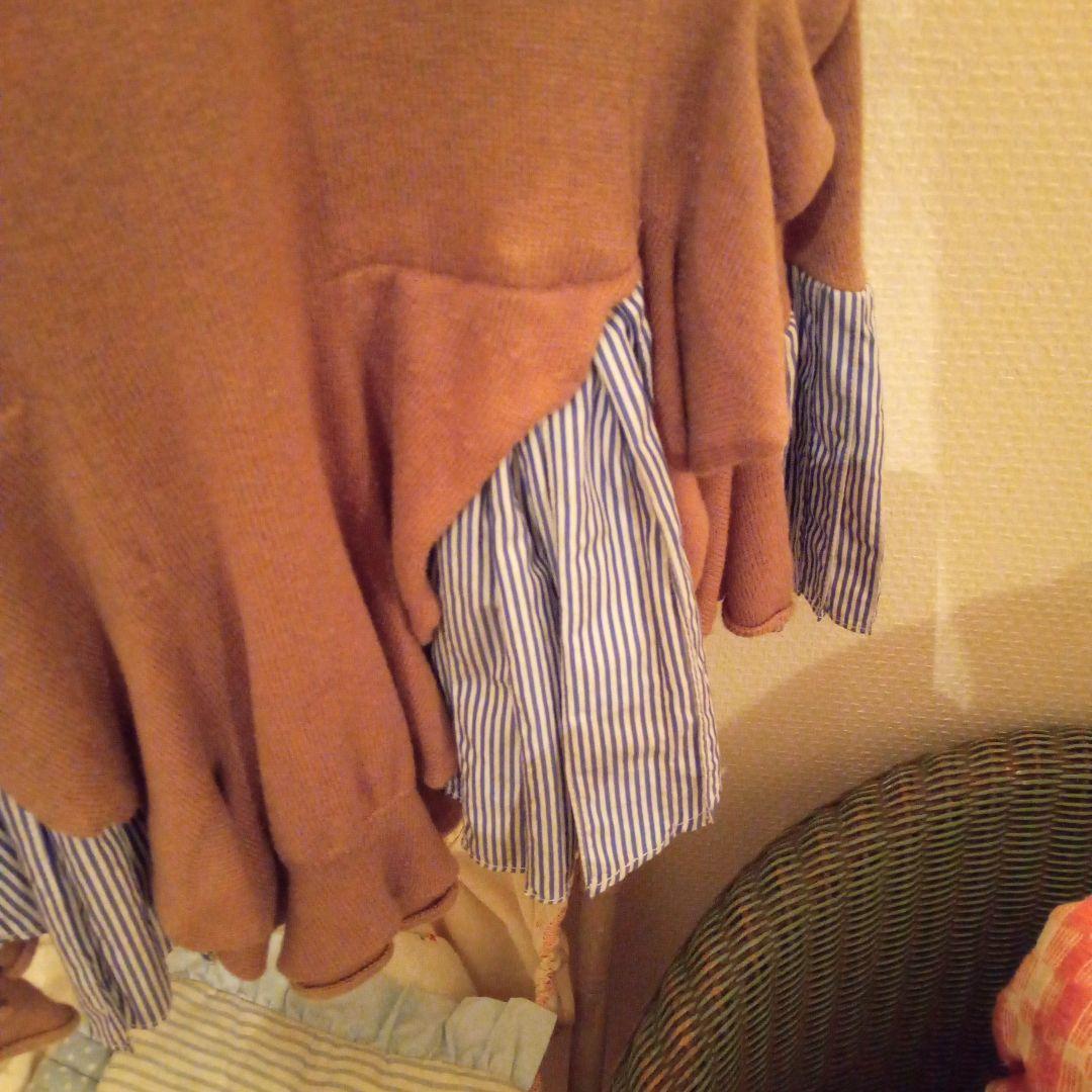 希少sacai Vネック半袖ワンピース 1536 ブラウン サイズ2
