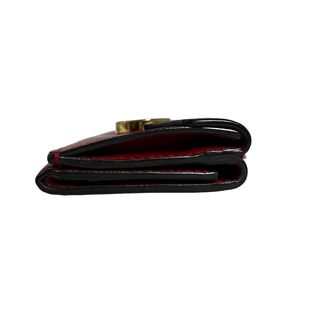希少 フェンディ 三つ折り財布 エフイズ FFロゴ 金具 レザー レッド
