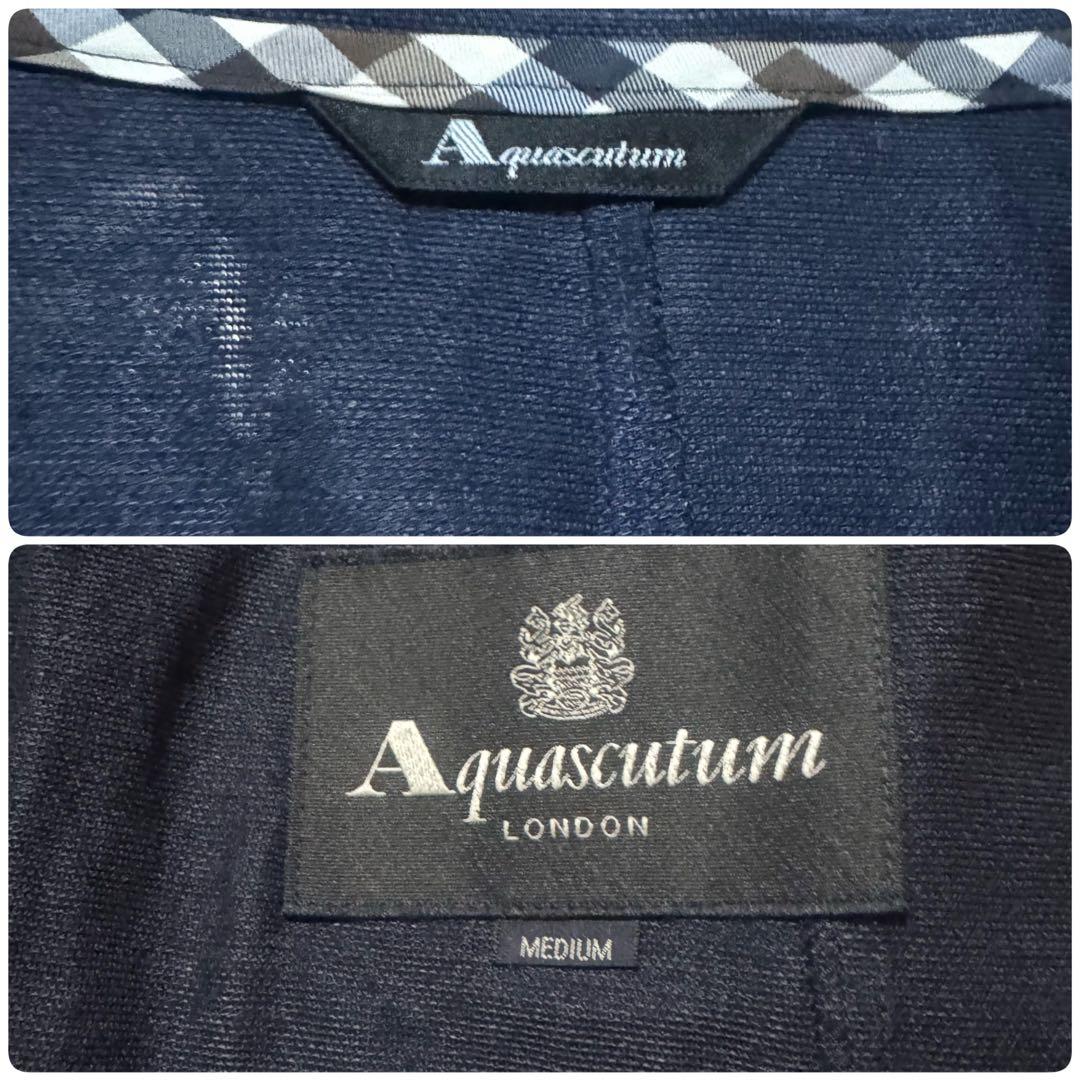 Aquascutum 日本製 リネン100% ネイビー　サマージャケット　麻