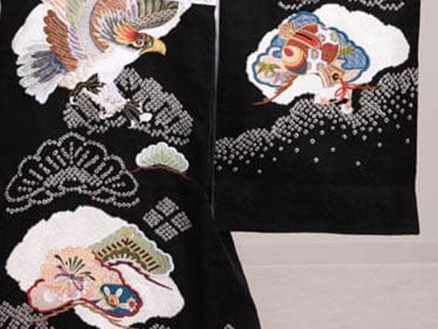 【新品】正絹 お宮参り着物　初着(産着)　男児絞り&刺繍　鷹　 N00844