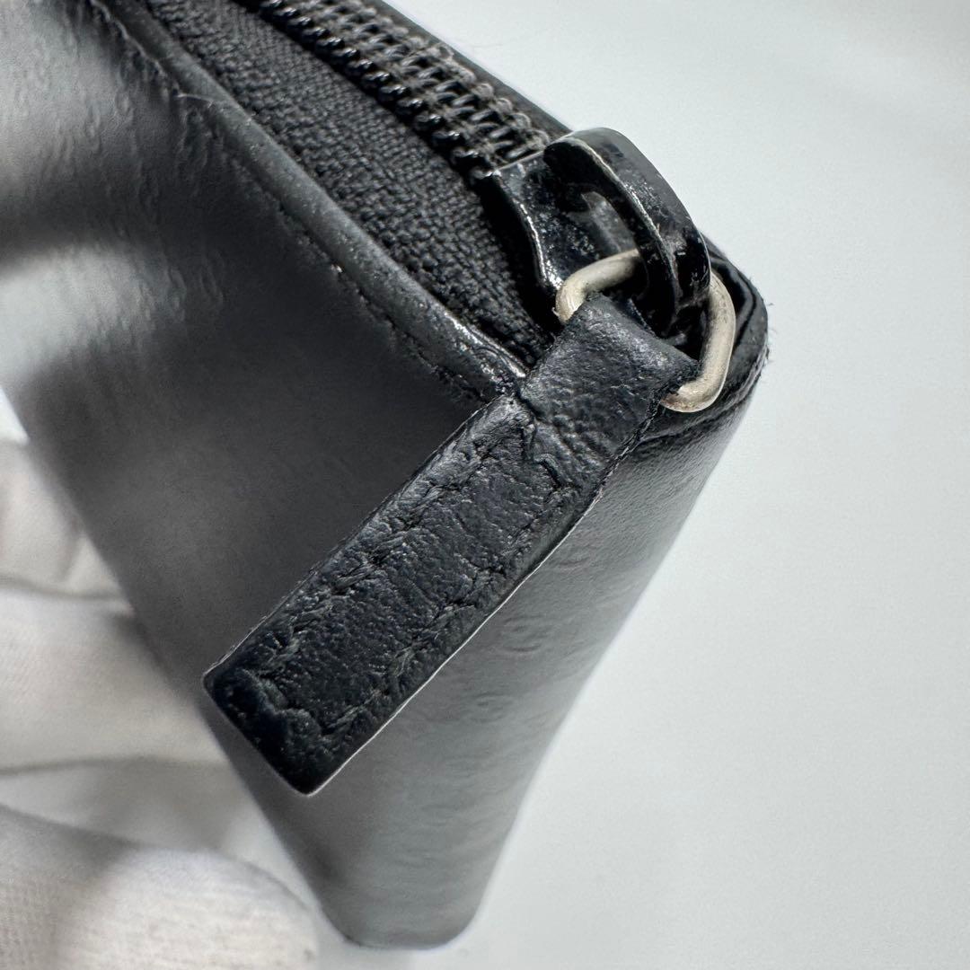 GUCCI グッチ マイクロシマ レザー ラウンド コンパクト財布 ミニ財布 黒