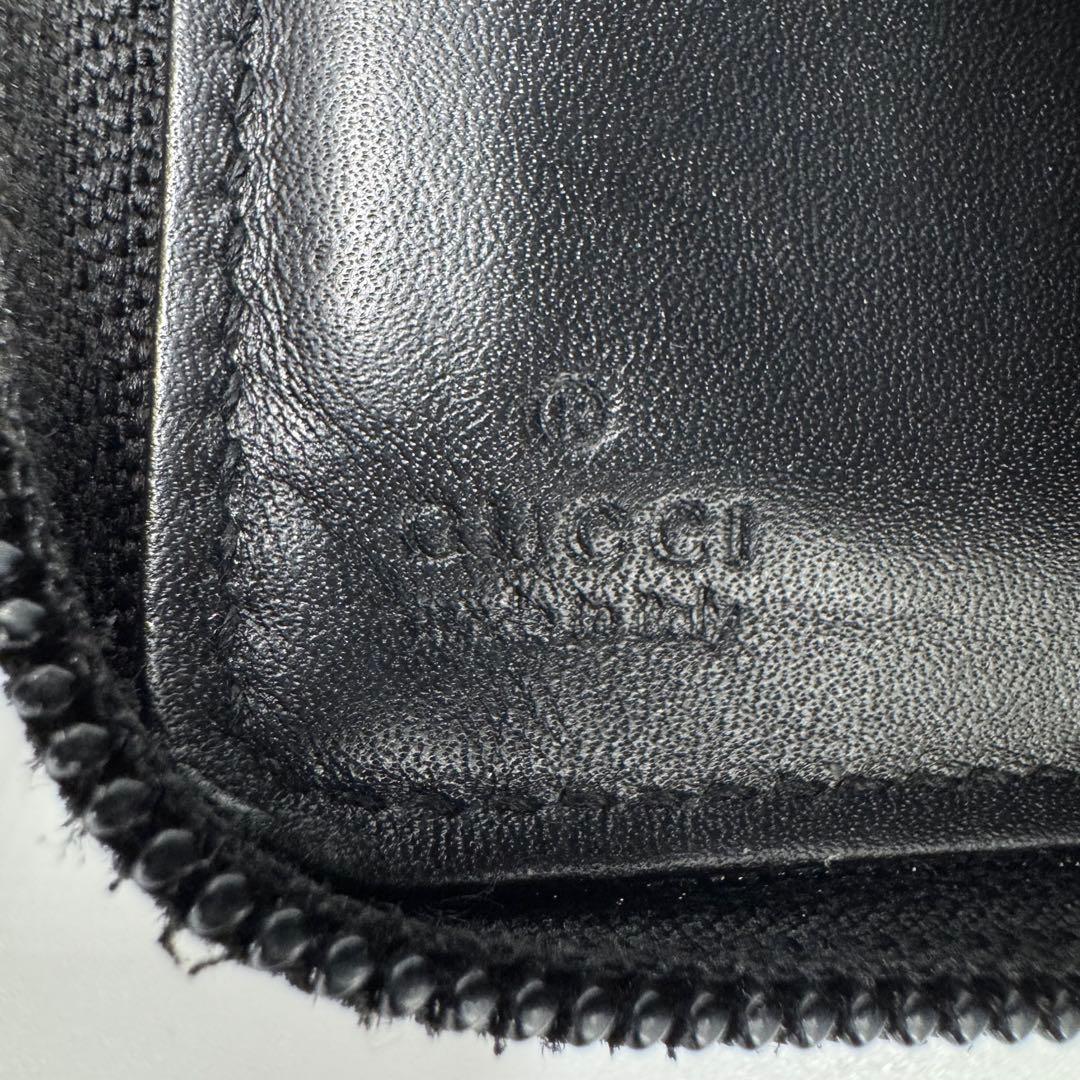 GUCCI グッチ マイクロシマ レザー ラウンド コンパクト財布 ミニ財布 黒