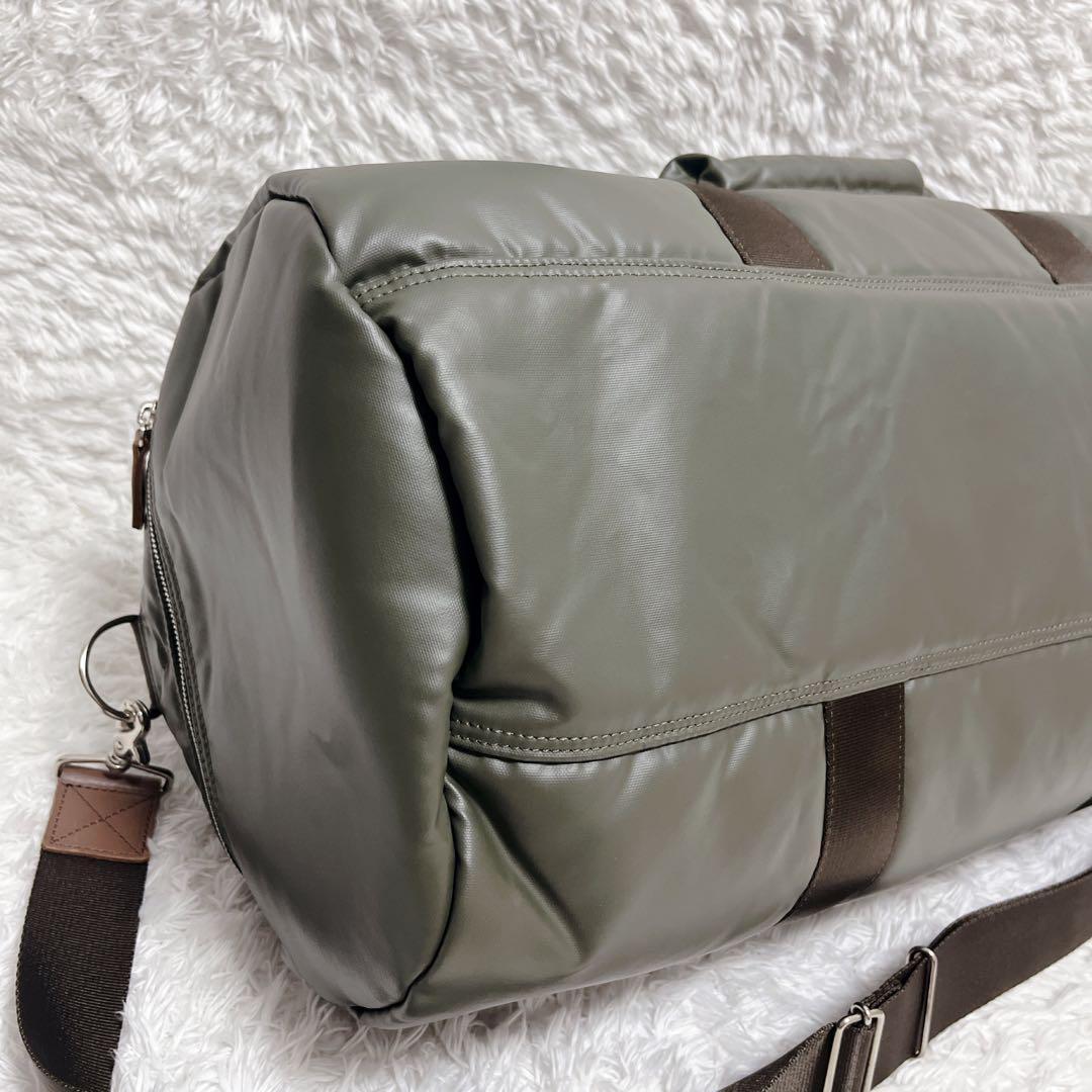 希少　HEAD PORTER レザー　ボストンバッグ　カーキ　ショルダー　大容量