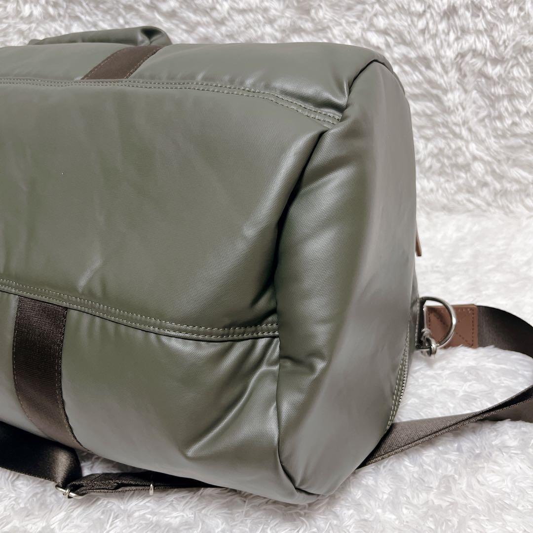 希少　HEAD PORTER レザー　ボストンバッグ　カーキ　ショルダー　大容量