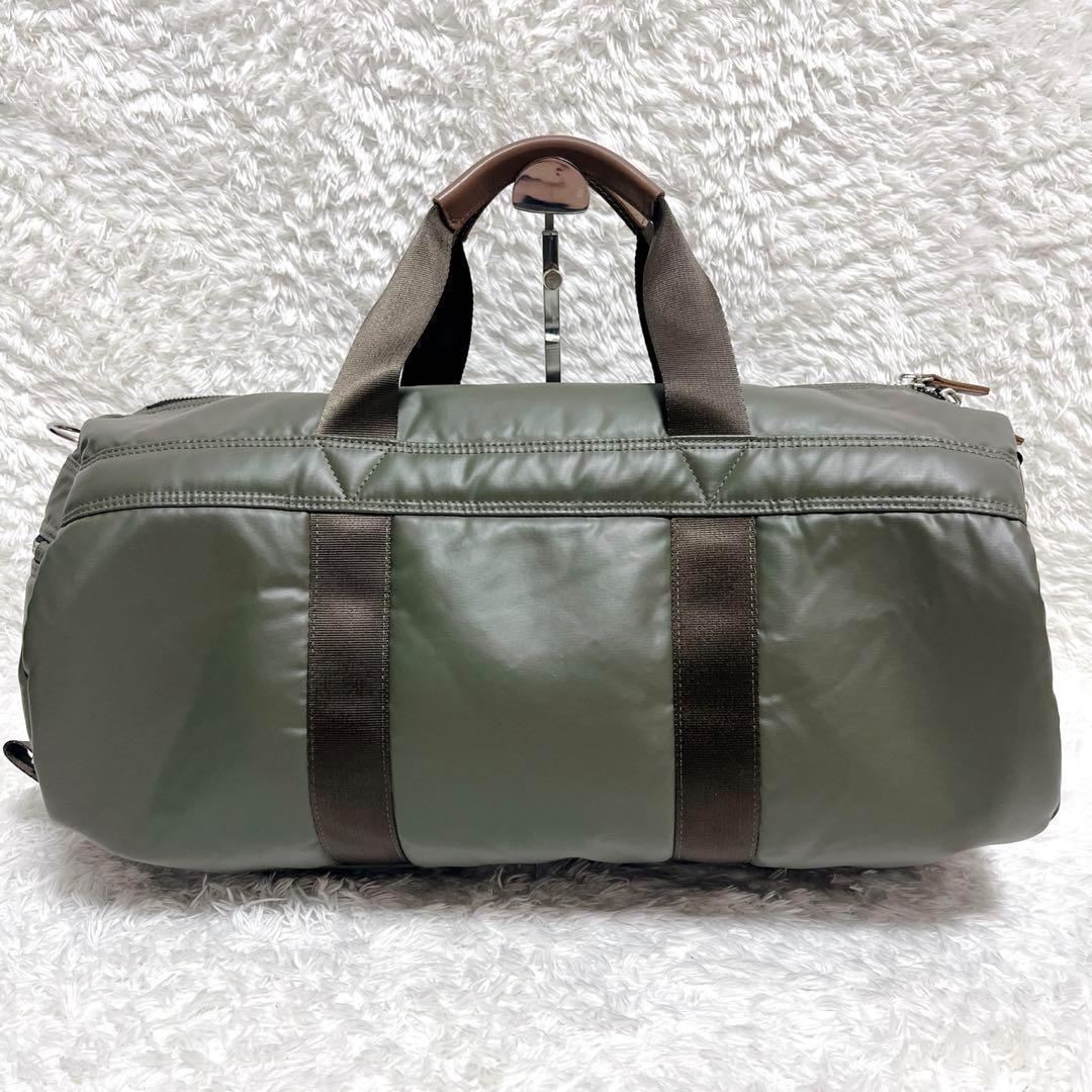 希少　HEAD PORTER レザー　ボストンバッグ　カーキ　ショルダー　大容量
